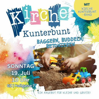 Plakat der Kirche Kunterbunt