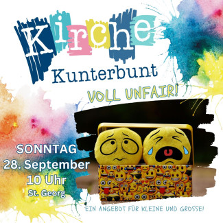 Plakat der Kirche Kunterbunt im September