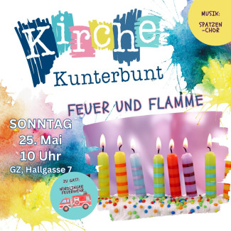 Plakat für die nächste Kirche Kunterbunt